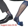 thumbnail image 5 of Mens Thin Silk Formal Dress Suit SockClear Sheer Tube Socks Male Business Dress Striped Long Knee Socks, 5 of 21