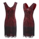 thumbnail image 4 of Vestido estilo flapper con lentejuelas y cuello de encaje de los años 20 para mujer, estilo art déco, con mangas, con flecos y lentejuelas, vestido de fiesta sin mangas, 4 of 4