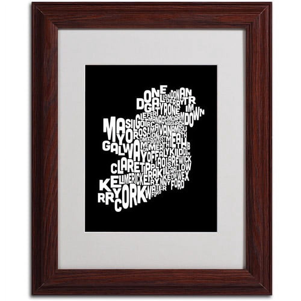 Trademark Fine Art "Ireland Text Map 5" Matted Framed Art by Michael Tompsett