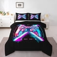 thumbnail image 1 of Erosebridal Gradient Gamepad Bedding Full Comforter Set, Kids Teens Games Down Comforter, Neon Light Decor, REversible 3 Pieces, Microfiber, 1 of 7