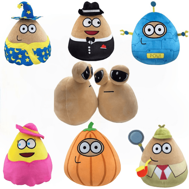 My Pet alien1/7 Pou-muñeco de felpa para niños, bonito triángulo periférico, cuadrado, marrón, cara sonriente, regalos de cumpleaños y Navidad