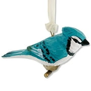 Blue Jay Bird Ornament  Wood Carved Art Hanging Figurine