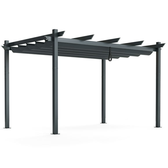 Gymax 10 x 13ft Outdoor Aluminum Retractable Pergola Canopy Shelter Grape Trellis Gray