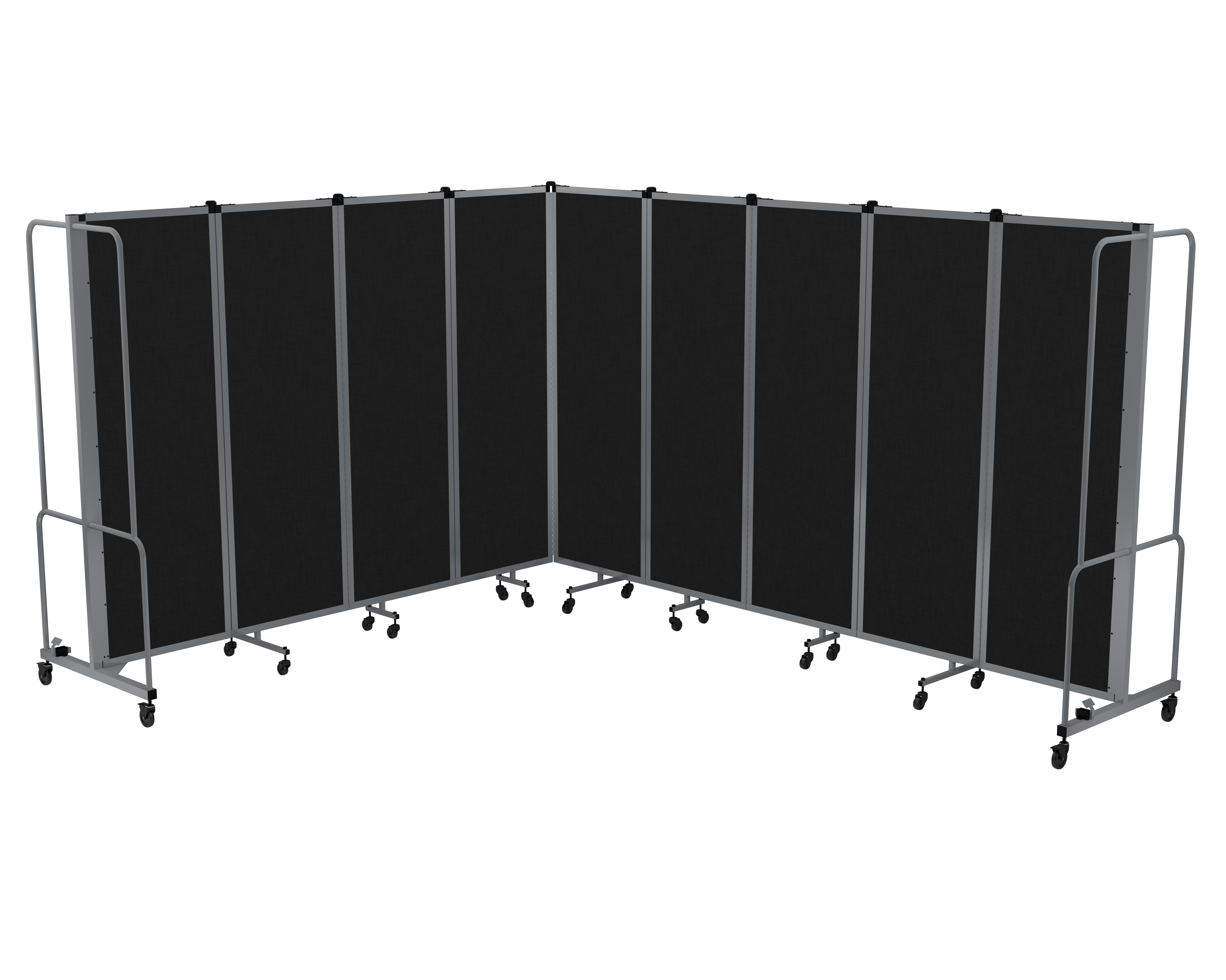 Hampden Furnishings Otis Collection Portable Room Divider, 9 Black Panels, Grey Frame