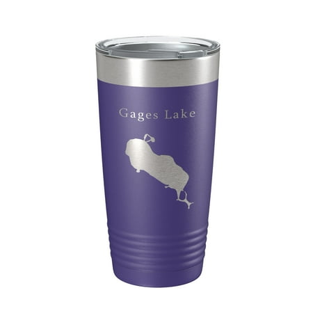 

Gages Lake Map Tumbler Travel Mug Insulated Laser Engraved Coffee Cup Illinois 20 oz Purple