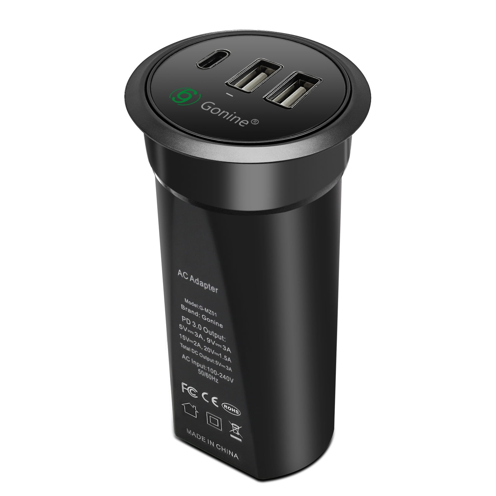 Gonine USB C Desktop Power Grommet, 2 Inch Hidden Desk Hole Power