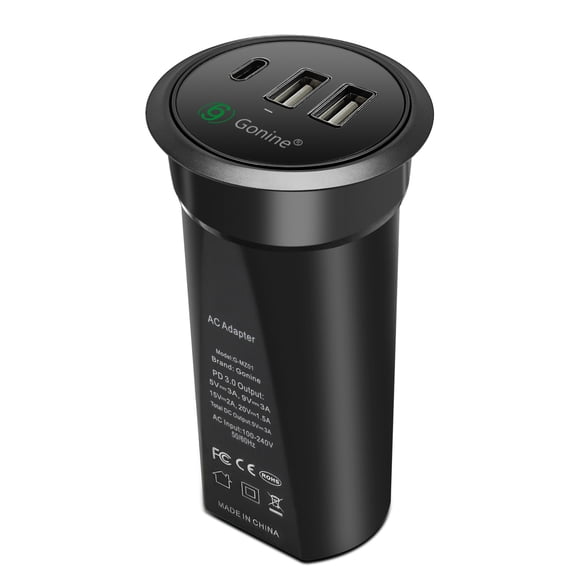 Gonine Desktop Power Grommet USB and C Type 30W Charger, Recessed USB Desktop Charging Station