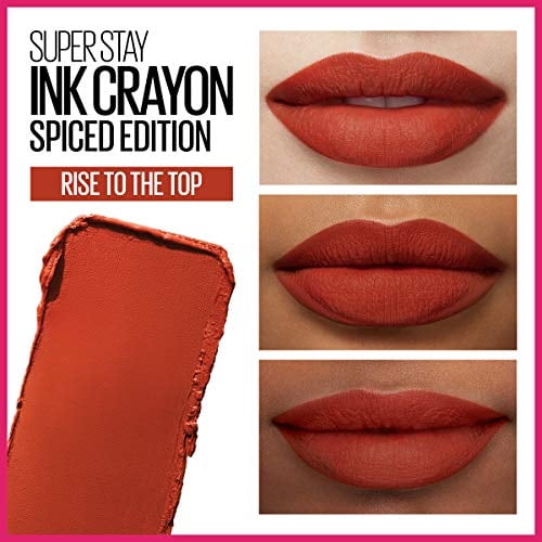 Labial SuperStay Ink Crayón Matte by Maybelline, Long-Lasting with Built-in Sharpener, Rise To The Top, 0.113ml