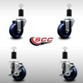 thumbnail image 2 of 3.5” SS Solid Poly Wheel Swivel 1-1/2 Inch Expanding Stem Caster Set 2 Brakes, 2 of 2