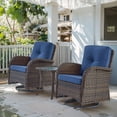 thumbnail image 2 of PARKWELL 3-Piece Outdoor Swivel Gliders with Thick Cushions and Side Table,Rattan Wicker Bistro Furniture Set,Brown Wicker,Blue Cushion, 2 of 14