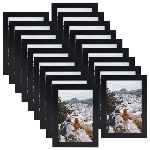 3.5x5 Picture Frames Set of 18, Black 3.5 by 5 Photo Frame for Wall Mount or Tabletop