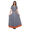 thumbnail image 2 of Moomaya Printed Cold Shoulder Cotton Crop Top Skirt Set Party Wear Ethnic Set, 2 of 6