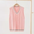 thumbnail image 2 of SUXIAN Classic V Neck School Sweater Vest for Girls Knit Cardigan Comfortable Academic Style Pink 11-12 Years, 2 of 7
