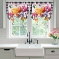 thumbnail image 4 of Spring Tulips Balloon Curtains for Bedroom/Front Door/Bathroom, Colorful Flowers Botanical Butterfly Farm Wooden Tie Up Curtains 63 Inch Length Kitchen Curtains Shades for Windows 46"x63", 4 of 8