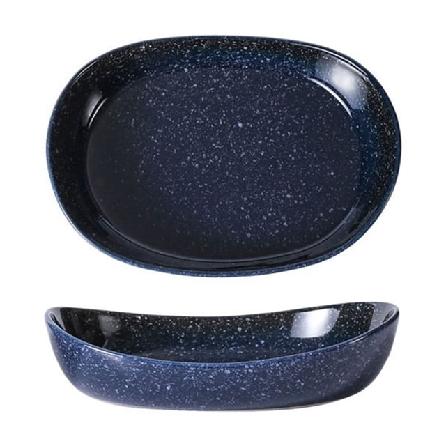 High-temperature Resistant Baking Tray Household Dish Plate Steamed Fish Baked Rice Dinner Plate Oven Microwave Heating Utensils