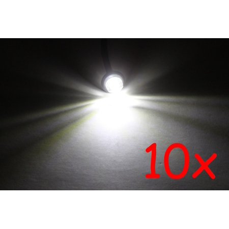 Set of 10~3/4" Mount White Bullet Mini LED Lights Side Clearance Indicator Marker Truck Trailer