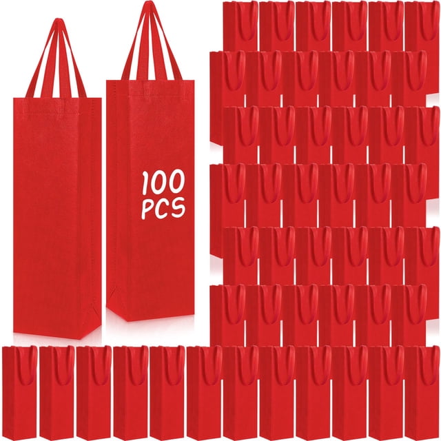 Paquete de 100 bolsas de regalo para vino tinto Windyun, reutilizables, 35 x 9 x 10 cm