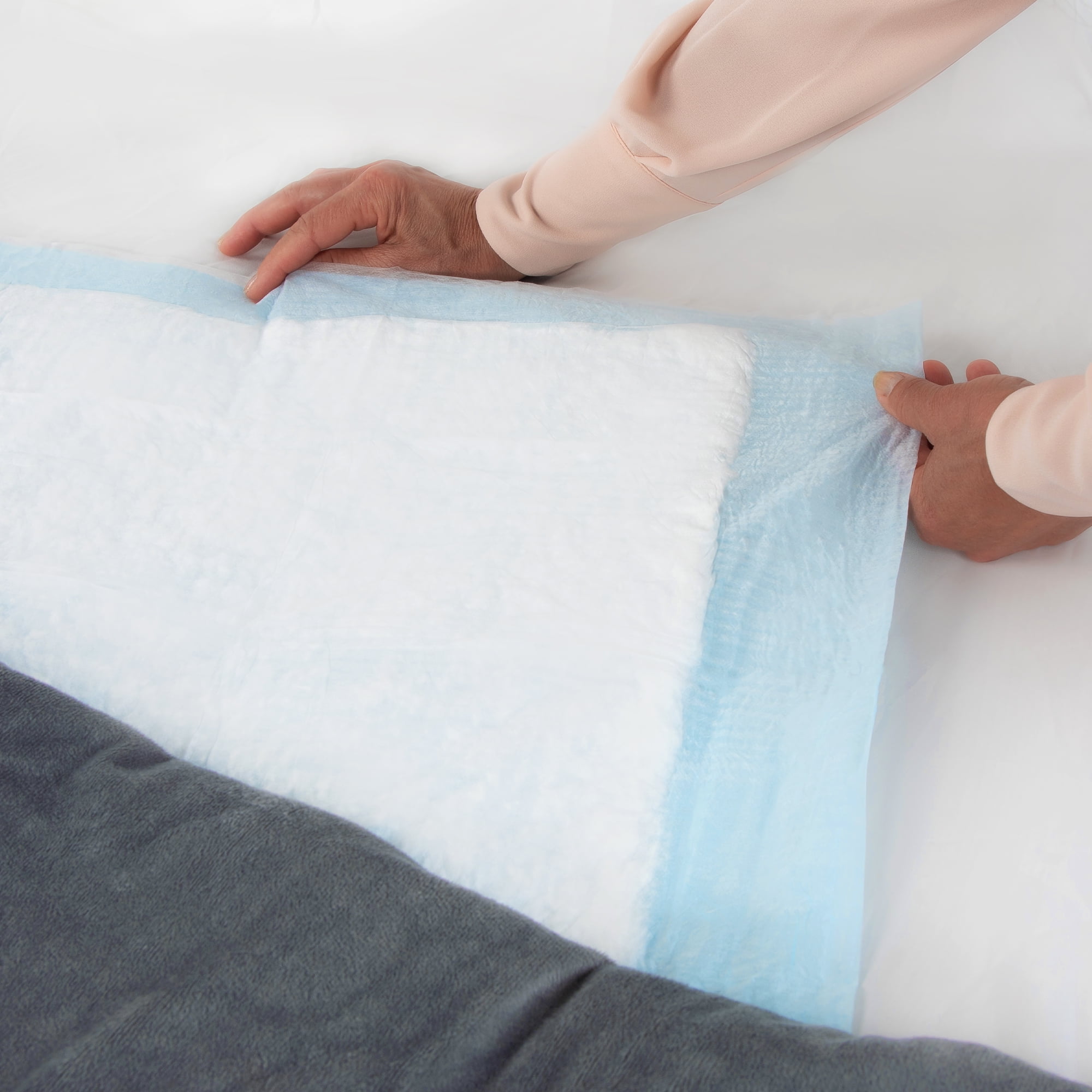 HALYARD Premium Disposable Underpads, 23 X 24 Inches Chux Pads - Light Blue, Pack of 50 - Incontinence Bed Pads for Adults with Airlaid Core for Moisture and Odor Control