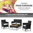 thumbnail image 2 of Outdoor Furniture Sets, 4 Pieces Bistro Dining Chair Conversation Sets with 1 Loveseat, 2 Single Chairs and Glass Table, Leisure Wicker Chair Conversation Set with Soft Cushion and Glass Table, S712, 2 of 11