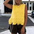 thumbnail image 2 of MAFYTYTPR Women's Fringe Hem Open Knit Tank Tops Crew Neck Solid Color Spring Summer Casual Tops for Everyday Wear S-XXL, 2 of 8