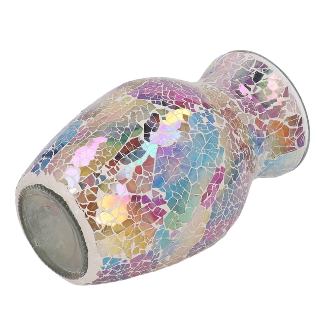 Florero De Cristal De Mosaico, Florero De Cristal Duradero, Mano De Obra Fina, Brillante Para Dormitorio