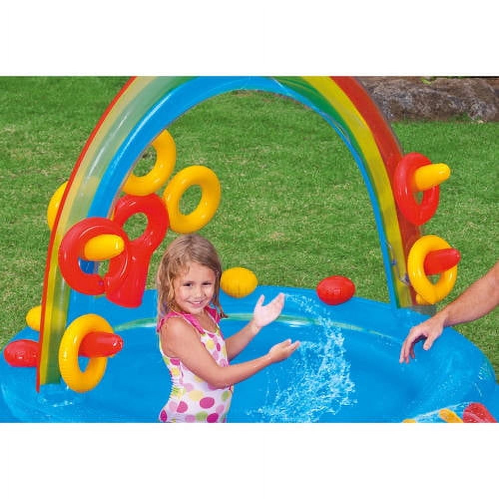 Intex 9.75 x 6.3 Foot Rainbow Slide Inflatable Pool and Water Slide Ring Center