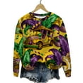 thumbnail image 4 of YueHuiYing Women's Loose-Fit Colorful Floral All-Over Print Crew Neck Long Sleeve Carnival Retro Style Comfortable Top, 4 of 6