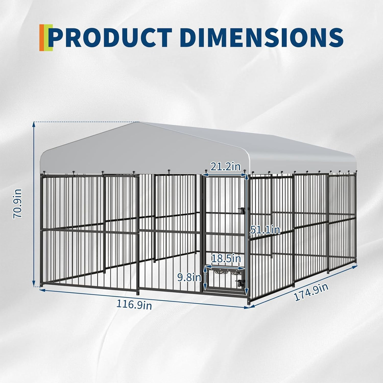 10x15x6FT Heavy Duty Large Outdoor Dog Kennel with Waterproof Cover and Feeding Doors for Backyard Garden Patio