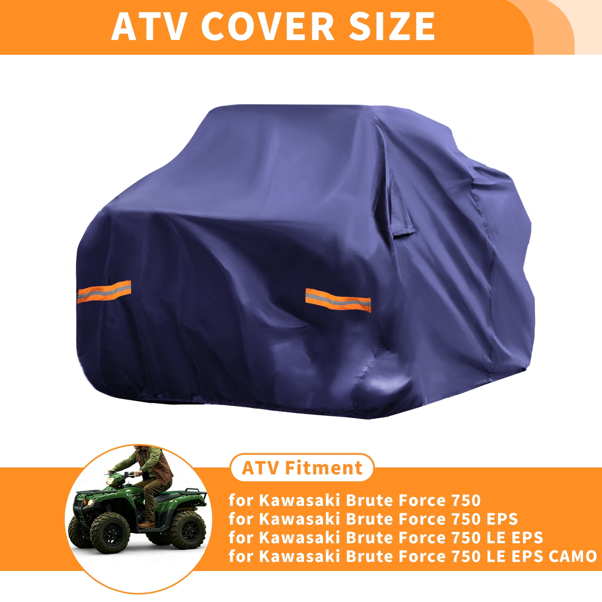Unique Bargains ATV Cover Waterproof for Kawasaki Brute Force 75 Protection Navy Blue