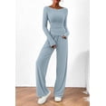 thumbnail image 5 of PRETTYGARDEN Women's 2 Piece Lounge Sets Asymmetrical Long Sleeve T Shirt Wide Leg Pants Casual Outfits Tracksuit, 5 of 8