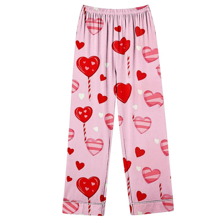 Womens Valentine's Day Pajama Set Heart and Sparkle Graphic