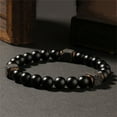 thumbnail image 4 of Black Lava Stone Bracelet for Daily Wear - Unisex Elastic Stretch Beaded Wristband Adjustable Energy Jewelry for All Occasions, 4 of 6
