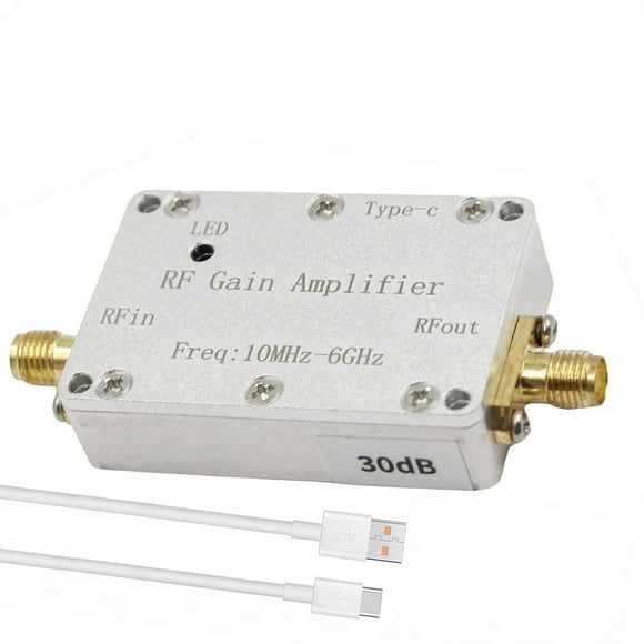 Amplificador RF de 10 M-6 GHz de aleación de aluminio para radio FM, banda ancha de alta planitud, ganancia 30 dB