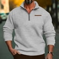thumbnail image 2 of AWZXDE Men's Solid Color Half Zip Stand Collar Sweatshirt, Outdoor Sporty Fashion Pullover Grey,M, 2 of 7