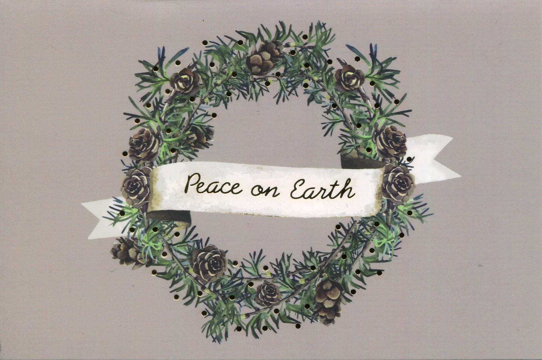 Religious Christmas Cards - &quot;Peace on Earth&quot; with Wreath - 18 Cards