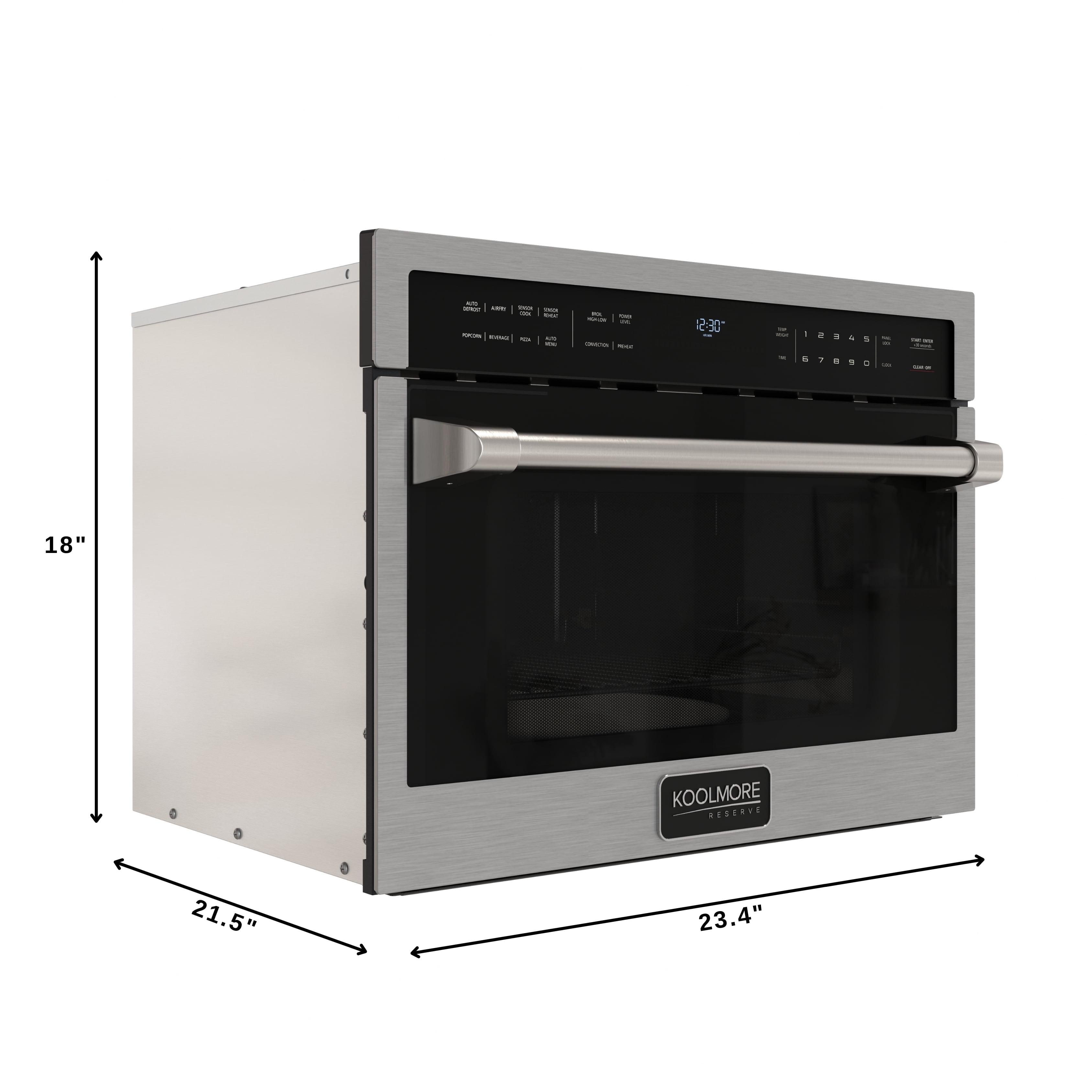 KoolMore Reserve 24 in. Built-In Microwave Convection Oven with Air Fry, 3-in-1 Combo, Sensor Cook, 1.6 cu. ft. in Stainless Steel (KM-CWO24-AFSS)