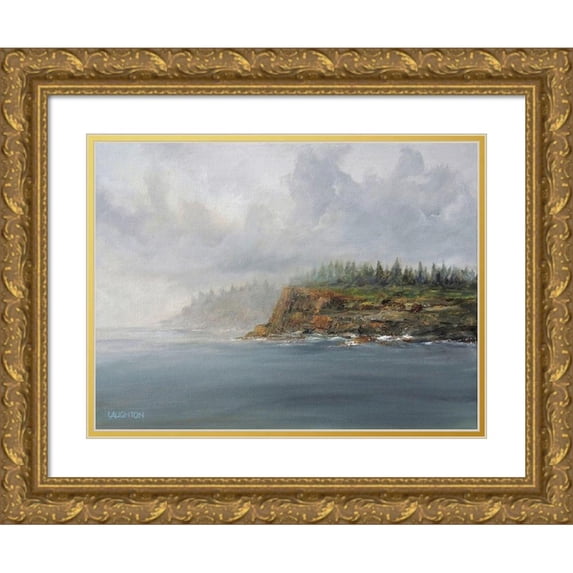 Laughton, Peter 14x12 Gold Ornate Wood Framed with Double Matting Museum Art Print Titled - Foggy Maine