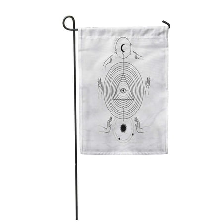 SIDONKU Geometric Alchemy Symbol Circles Eye Moon Sun Hands Triangle Garden Flag Decorative Flag House Banner 12x18 inch