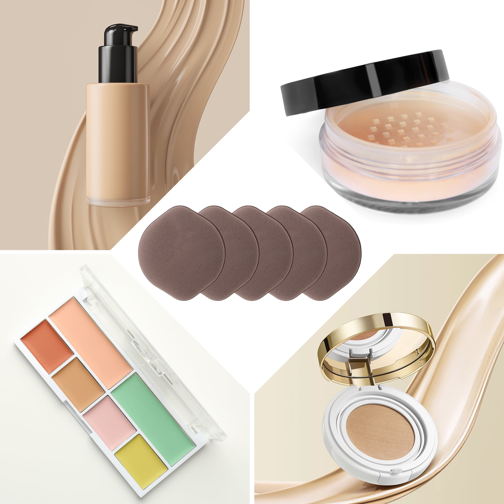 Unique Bargains 5 Pcs Gourd Shape Face Makeup Sponge for Travel Brown