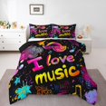 thumbnail image 2 of Erosebridal Disco Music Bedding Twin Comforter Set, Musical Note Down Comforter, Colorful Graffiti Decor, Lightweight 2pcs, 2 of 7