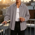 thumbnail image 5 of LODIENY Mens Corduroy Button Down Shirts Jackets Fall Casual Long Sleeve Collared Shacket Lightweight Loose Fit Overshirts Gray XL, 5 of 9