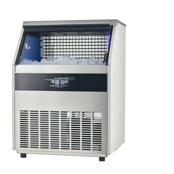 KFFKFF 440lbs Commercial Ice Maker Machine Stainless Steel Under Counter ice Machine with 130lbs Storage Bins with Auto Clean