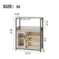 thumbnail image 2 of Wine Bar Cabinet with LED Lights, Industrial Home Coffee Bar Cabinet with Adjustable Wine Rack & Glass Holder, Modern Liquor Cabinet with Storage Shelves, for Home, Kitchen, Dinning Room, 2 of 8