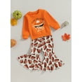 thumbnail image 3 of GXFC Toddler Girl Thanksgiving Outfits Set Clothes 6M 12M 18M 2T 3T 4T Kids Girls Long Sleeve Letters Print Sweatshirt+Cake Print Flare Pants 2Pcs Thanksgiving Clothing for Children Girl, 3 of 8