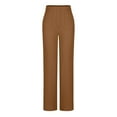 thumbnail image 5 of UAMVSH Wide Leg Pants for Women Casual High Waist Business dressy Pants with Pockets Loose Fit Stretchy Button Yoga Work Pants(Large,Coffee), 5 of 5