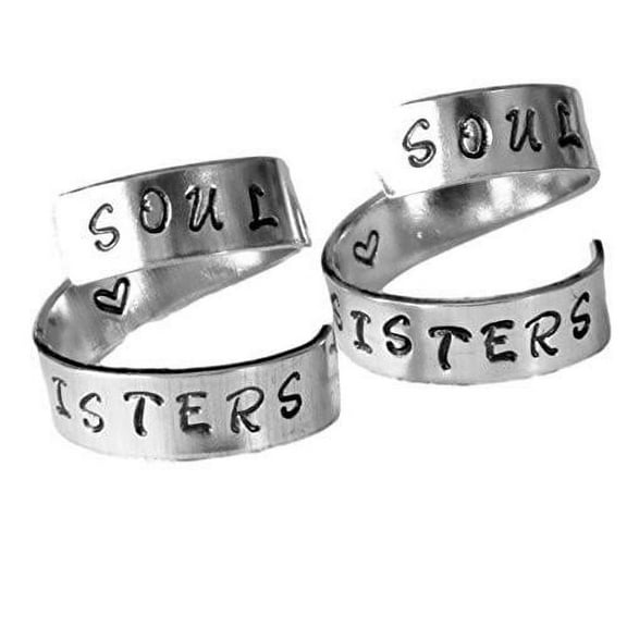 Soul Sisters - Set of Two (2) Rings, Sisters Rings, Aluminum Ring, Forever Si...