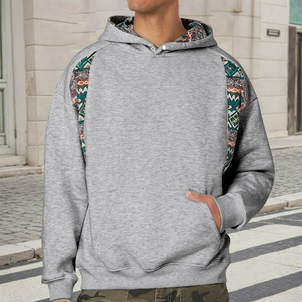 MHFRRA Sudadera con Capucha de Estilo Étnico con Bordado Intenso para Una Declaración de Moda Única y Comodidad Gris
