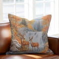 thumbnail image 2 of Deer Throw Pillow Cover Forest Wildlife Cotton Linen Cushion Cover Throw Pillow Case with Invisible Zipper for Couch Sofa Bed Chair Car 24x24 Inch, 2 of 11