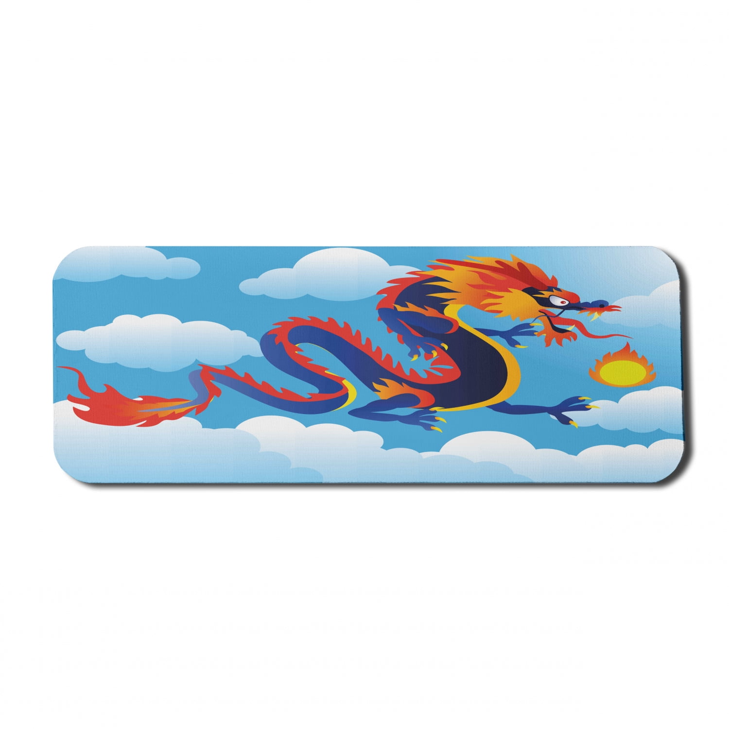 Dragon Computer Mouse Pad, Surreal Folk Tale Creature Spitting Flame on ...