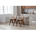 thumbnail image 4 of Dayalane 26" Rattan Counter Height Bar Stools Set of 2, French Bar Stools with Cane Back, Wooden Farmhouse Kitchen Chairs Counter Stools with Footrest for Kitchen Island Bistro Bar, Walnut, 4 of 8
